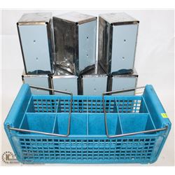 7 S/S NAPKIN DISPENSERS W/ UTENSILS BASKET