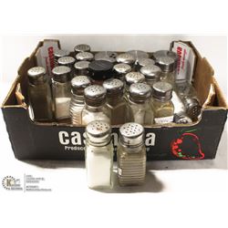 FLAT OF GLASS SALT & PEPPER SHAKERS