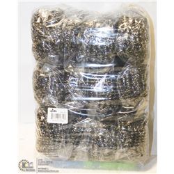 PACKAGE OF 12 NEW STAINLESS STEEL POT SCRUBBERS