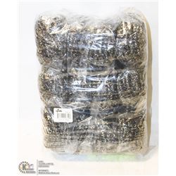 PACKAGE OF 12 NEW STAINLESS STEEL POT SCRUBBERS