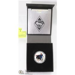 SUPERMAN $10 SILVER COIN W/ COA & COLLECTOR BOOK.