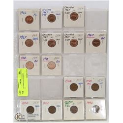 SHEET OF CANADIAN PENNIES 1942-1966