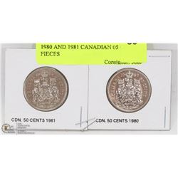 1980 AND 1981 CANADIAN 50 CENT PIECES