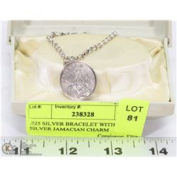 .925 SILVER BRACELET WITH A SILVER JAMAICAN CHARM