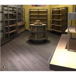 LARGE LOT OF WOOD SHELF METAL FRAMED STORE