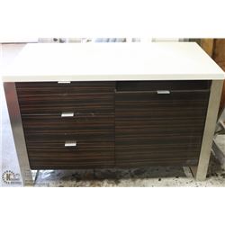 WOOD TONE STONE TOP VANITY