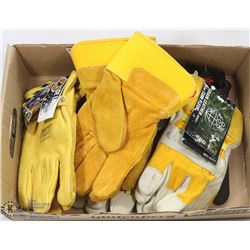 LOT OF 5 MOSTLY COWHIDE LEATHER NEW WORK GLOVES