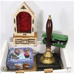 FLAT OF BRASS TAP, ICON CASE SPRAYER, VINTAGE SAW