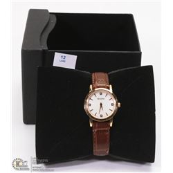 12) BULOVA DIAMOND GENUINE LEATHER WATER