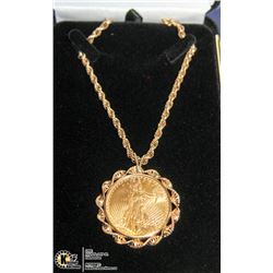 14KT YELLOW GOLD COIN PENDANT & YELLOW GOLD DOUBLE