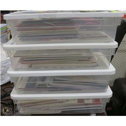 4 TOTES WITH  GREETING CARDS - APPROX 400