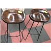 Image 1 : PAIR O F WOOD & METAL STOOLS 29" TALL