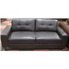 Image 1 : DARK CHOCOLATE BROWN LEATHERETTE  SOFA 80 X 36