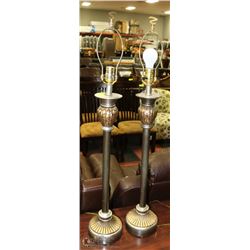 PAIR OF TALL SHOWHOME LAMPS - NO SHADES.