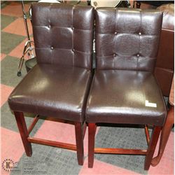 LOT OF 2 BROWN LEATHERETTE HIGHBACK BAR TABLE