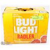 Image 1 : CASE OF 12 BUD LIGHT RADLER GRAPEFRUIT DRINK