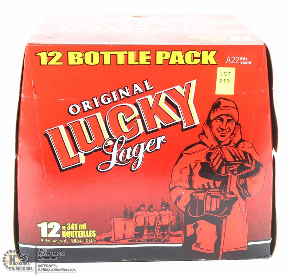 CASE OF 12 BOTTLES ORIGINAL LUCKY LAGER 341ML, 5