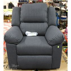 NEW GREY FABRIC POWER RECLINING 35" SOFA CHAIR
