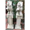 Image 1 : PAIR OF CEMENT LIONS ON PILLERS 54" TALL