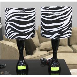 PAIR OF SAFARI ZEBRA PATTERN LAMPS -