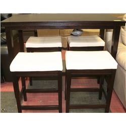 DARK BROWN WOOD DINING TABLE W/4