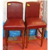 Image 1 : PAIR OF RED LEATHERETTE SHOWHOME BAR STOOLS