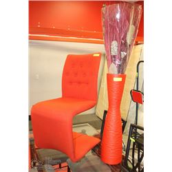 ORANGE VASE WITH FABRIC CHAIR