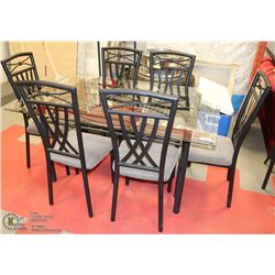 GLASSTOP TABLE WITH 6 CHAIRS (CORNER CHIPS)