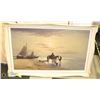 Image 1 : LARGE FRAMED PICTURE "SHIP & HORSE BUGGY OCEAN