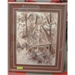 FRAMED ARTWORK - ROSE COLORED FRAMED "SERIES 96"