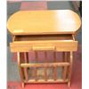 Image 1 : WOODEN SIDE TABLE WITH DRAWER & MAGAZINE RACK.