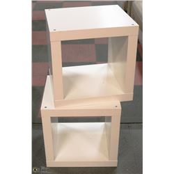 PAIR OF WHITE CUBE SHELVES