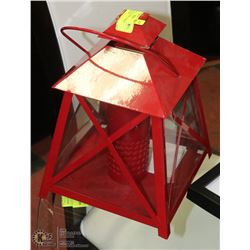 RED PATIO LANTERN CANDLE DECORATION