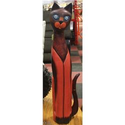 LARGE 23" WOODEN CAT DECORATION