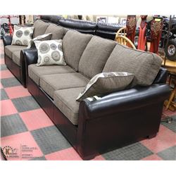 NEW FABRIC AND LEATHERETTE 78" SOFA WITH 59" LOVE