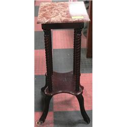ROSEWOOD 2-SHELF PEDESTAL W/MARBLE TOP