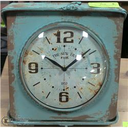 COUNTRY CHIC CLOCK, FOLDS UP LIKE OLD STYLE ALARM