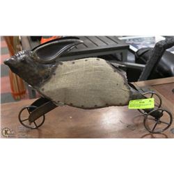 DECORATIVE METAL RABBIT ON WHEELS 16 X 10