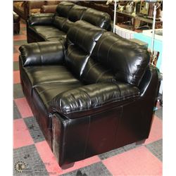 NEW BLACK LEATHERETTE 86"  SOFA WITH 66" LOVE SEAT
