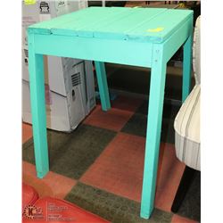 25X24 AQUA COLOR WOOD TABLE