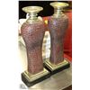 Image 1 : PAIR BRICK STYLE PILLAR CANDLE STICKS 16" TALL