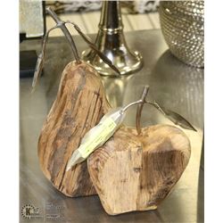 PAIR OF WOOD FRUIT ORNAMENTS, 14" TALL