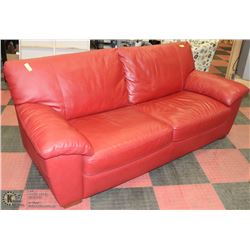 SHOWHOME 81" RED LEATHERETTE SOFA