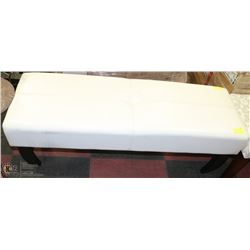 WHITE LEATHERETTE BENCH SEAT  47 X 16 X 17