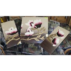 GROUP OF 3 FLORAL ART PICTURES, 32 X 32 & 16 X 32