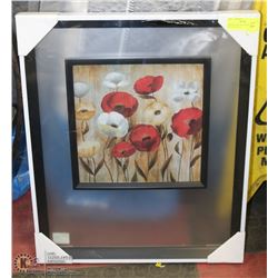NEW FRAMED WILD POPPIES PICTURE, 20 X 23