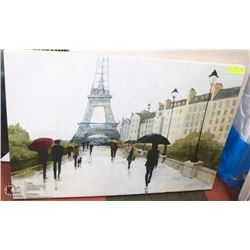 RAINY PARIS STRETCHED CANVAS PAINTING 36 X 22