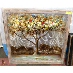 BARNWOOD FRAMED COLORFUL TREE WITH HOLOGRAM