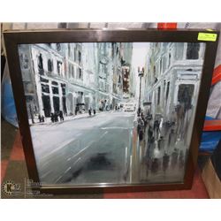 ABSTRACT FRAMED STREET SCENE PICTURE 29 X 30