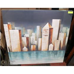 CITY SCAPE STRETCHED CANVAS PICTURE 36 X 36